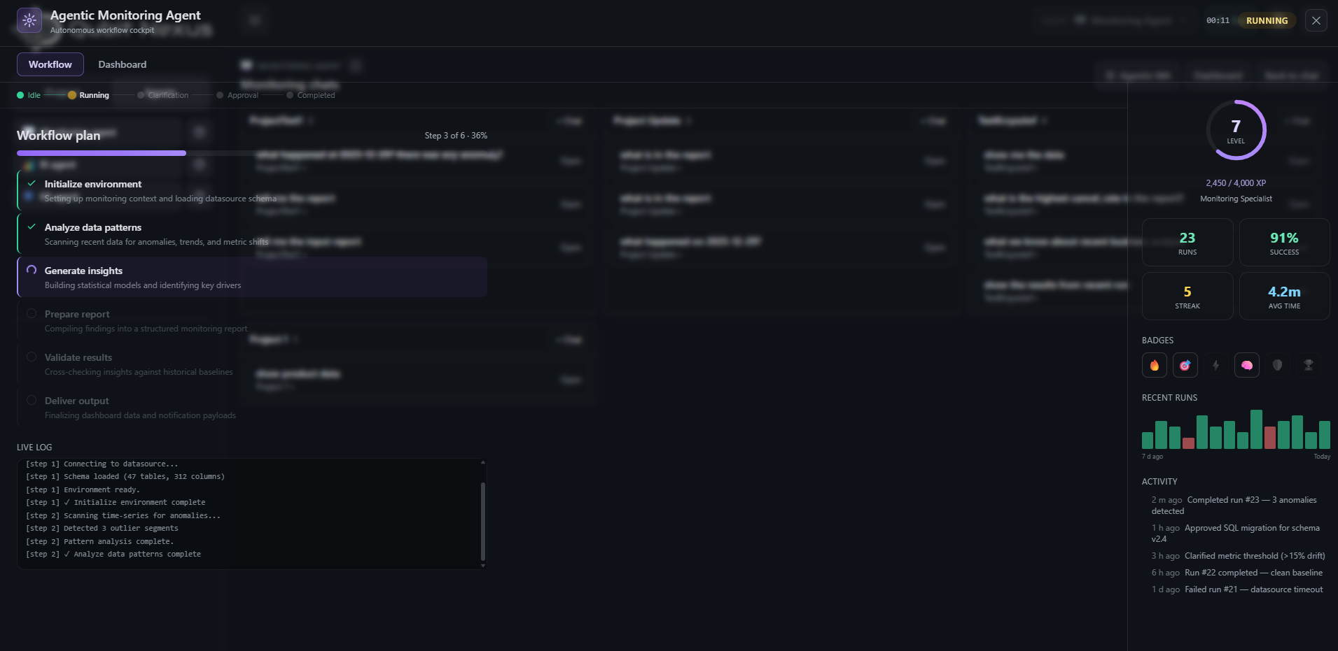 Workflow steps in agentic AI harness